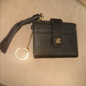Jessica Simpson Black like Leather Wallet with Tassel man made